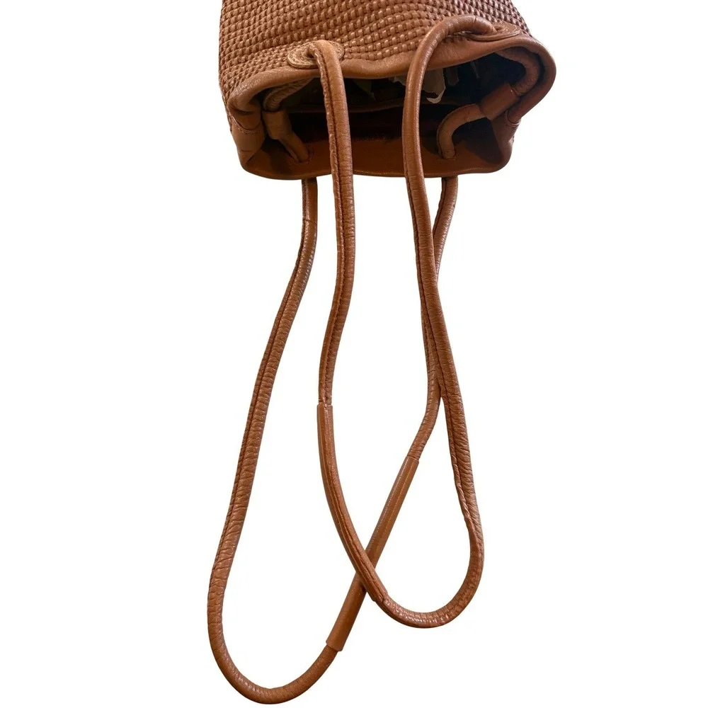 Koba Tan Woven Leather‎ Bucket Bag Shoulder Purse SP18/35622 Brown